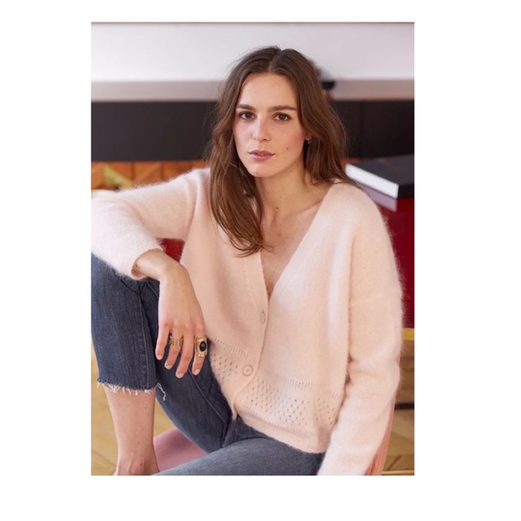 sezane pink cardigan